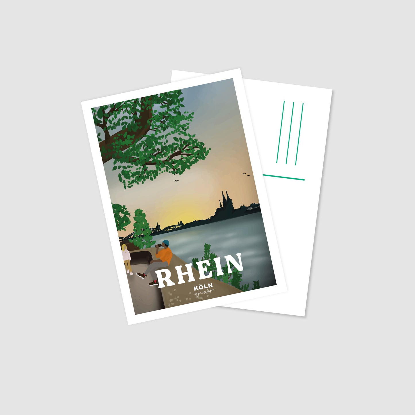 Postkarte Rhein Köln