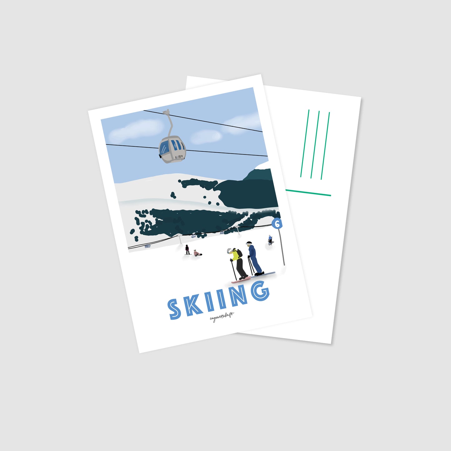 Leidenschaftspostkarte Skiing